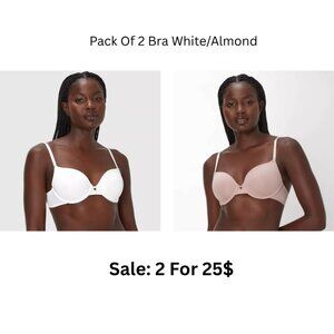 (2 For 25$) Maidenform 40D White/Almond 2pk Modern Demi Underwire T-Shirt Bra